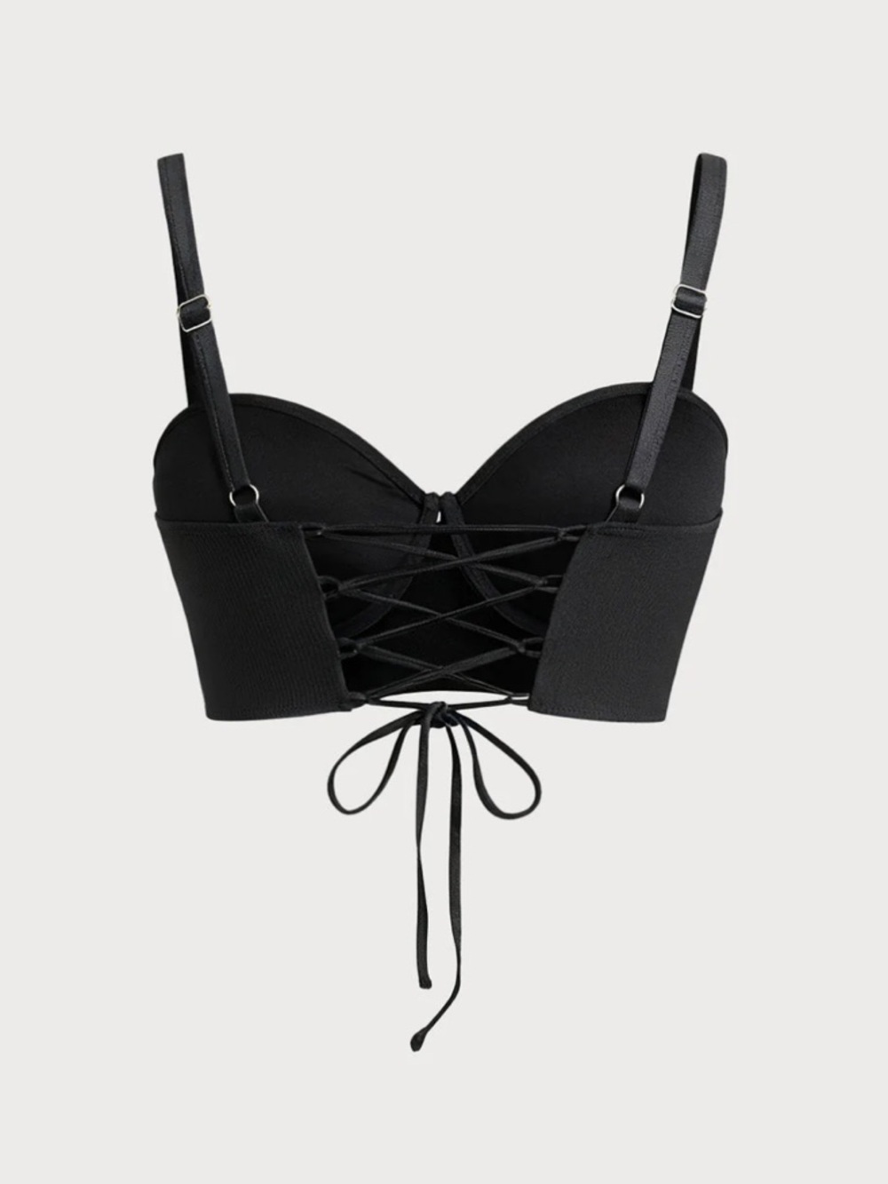 Black Underwire Strappy Plus Size Bikini Top - Picture 6 of 7